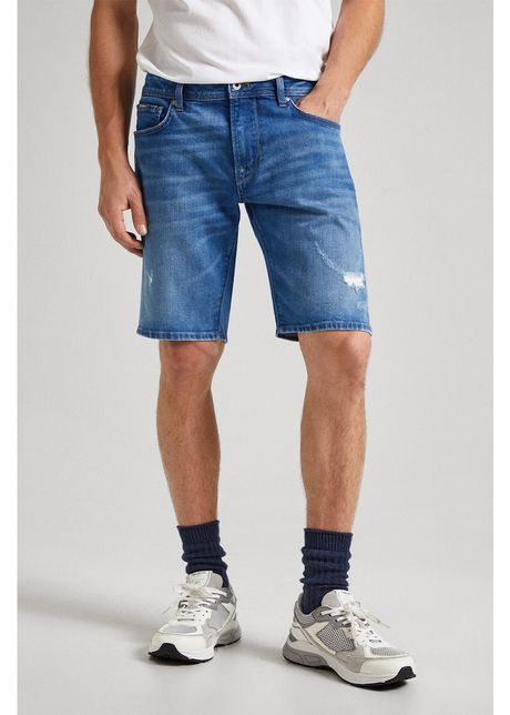 Pantaloni scurti de denim cu detalii cu aspect deteriorat