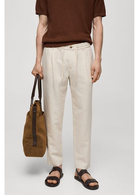 Pantaloni slim fit din amestec de in romelino
