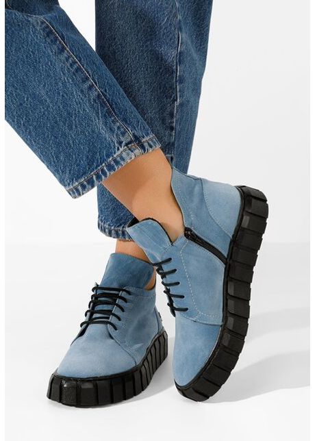Pantofi casual dama piele argina albastri