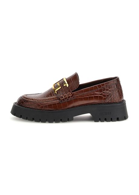 Pantofi loafer din piele ecologica cu aspect de piele de crocodil