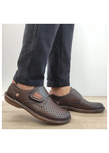 Pantofi perforati casual barbati 98383 maro inchis brown