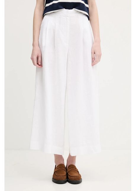 Pedro del hierro pantaloni din in culoarea alb lat high waist 7609786