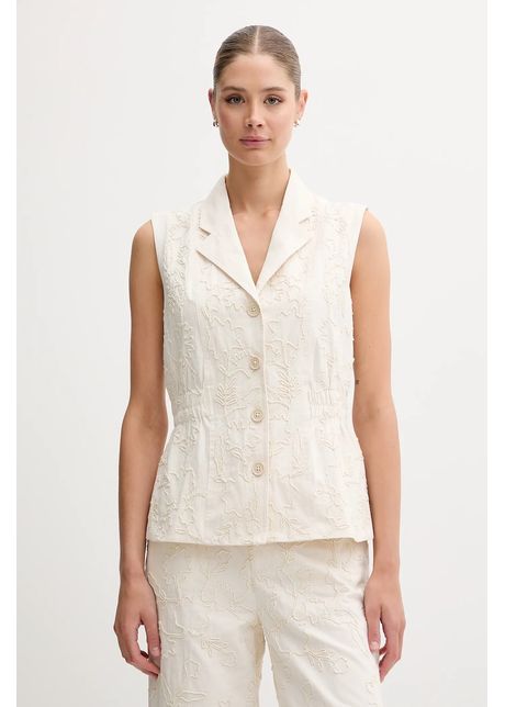 Pedro del hierro vest din bumbac culoarea bej un singur r nd de nasturi 7659082