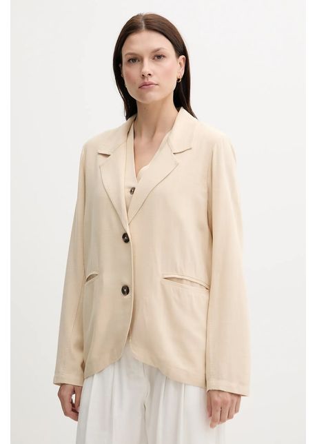 Pepe jeans blazer din amestec de in culoarea bej oversize uni pl402602