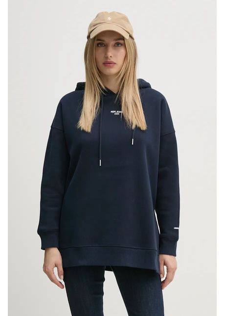 Pepe jeans bluza fergie femei culoarea albastru marin cu glug cu imprimeu pl581455