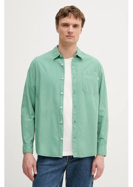 Pepe jeans c ma din bumbac culoarea verde cu guler clasic relaxed pm309075