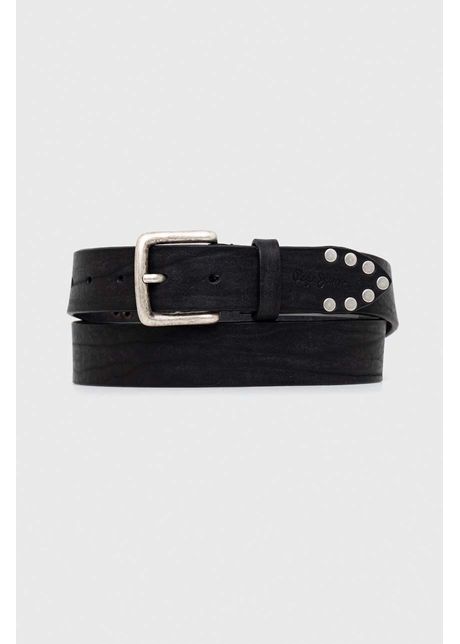 Pepe jeans curea de piele leroy barbati culoarea negru