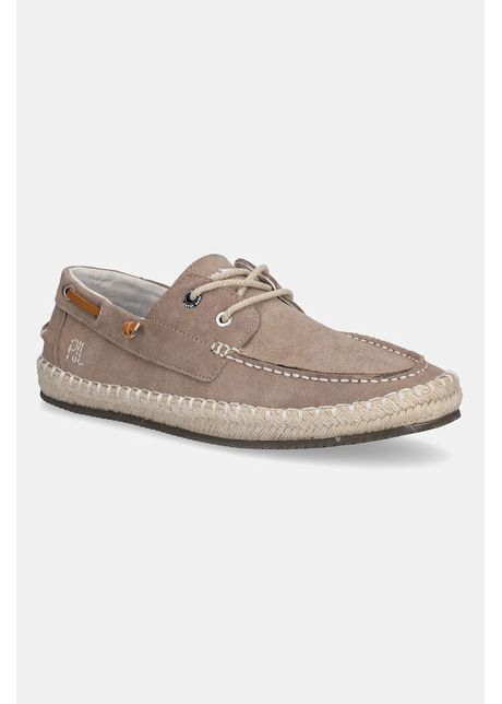 Pepe jeans espadrile din piele ntoars tourist deck culoarea bej pms10335