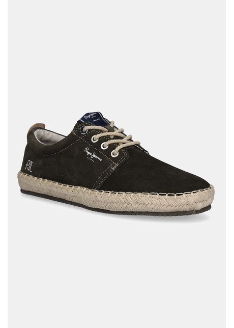 Pepe jeans espadrile din piele ntoars tourist west culoarea verde pms10336