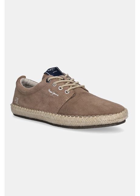 Pepe jeans espadrile din piele ntoars tourist west culoarea verde pms10336
