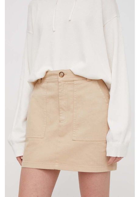 Pepe jeans fusta culoarea bej mini evazati