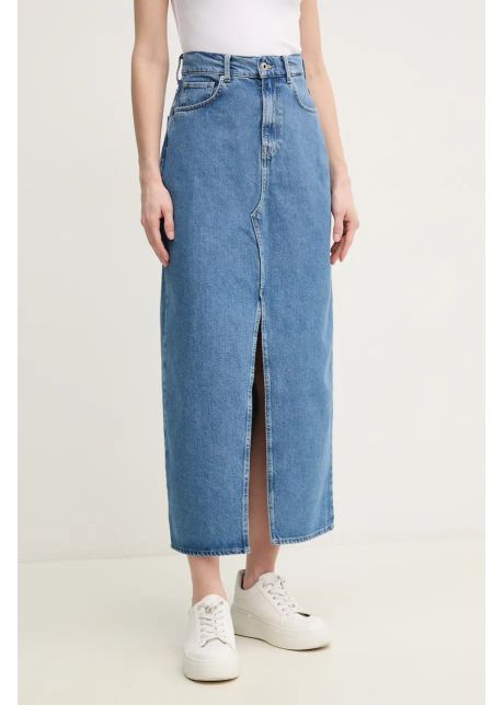 Pepe jeans fusta jeans maxi skirt hw midi drept pl901185nd3r