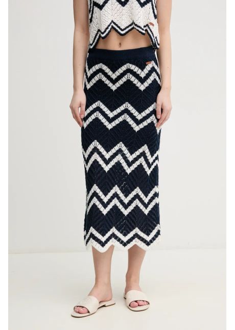 Pepe jeans fusta ollie skirt culoarea albastru marin midi drept pl901205