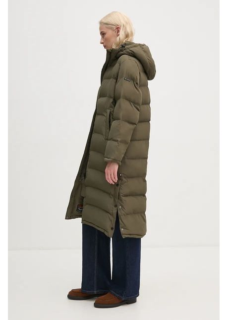 Pepe jeans geaca bibi long femei culoarea verde de iarna pl402437