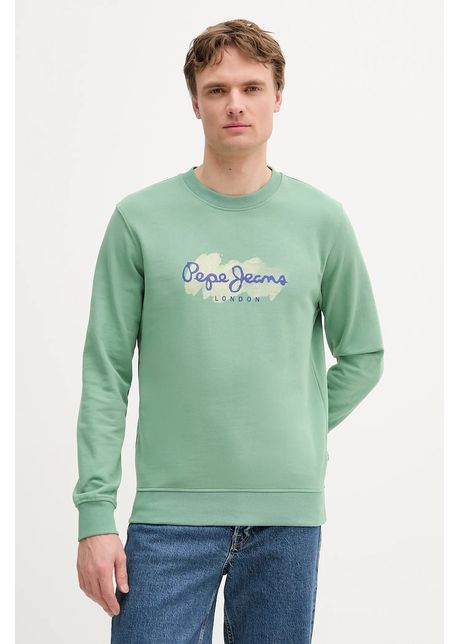 Pepe jeans hanorac de bumbac culoarea verde cu imprimeu pm582921