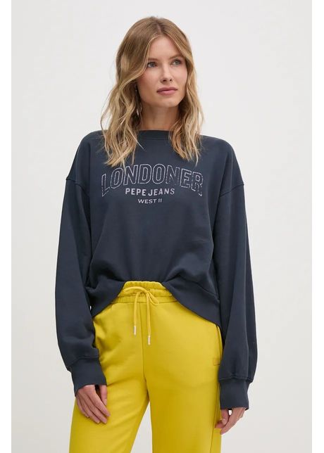 Pepe jeans hanorac de bumbac fiorelina femei culoarea albastru marin cu imprimeu pl581464