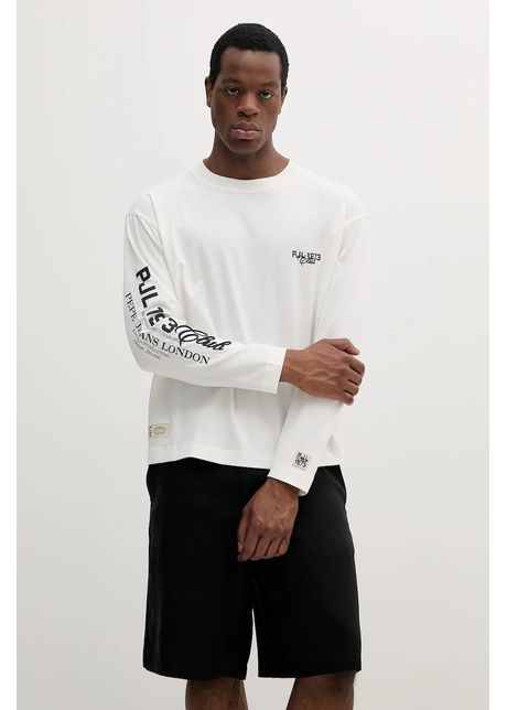 Pepe jeans longsleeve din bumbac colville long culoarea bej cu imprimeu pm509792