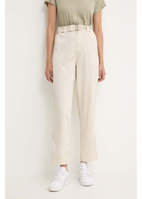 Pepe jeans pantaloni aylin femei culoarea bej drept high waist pl211763