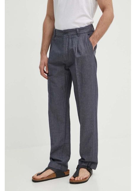 Pepe jeans pantaloni relaxed pleated linen pants barbati culoarea gri cu fason chinos pm211700