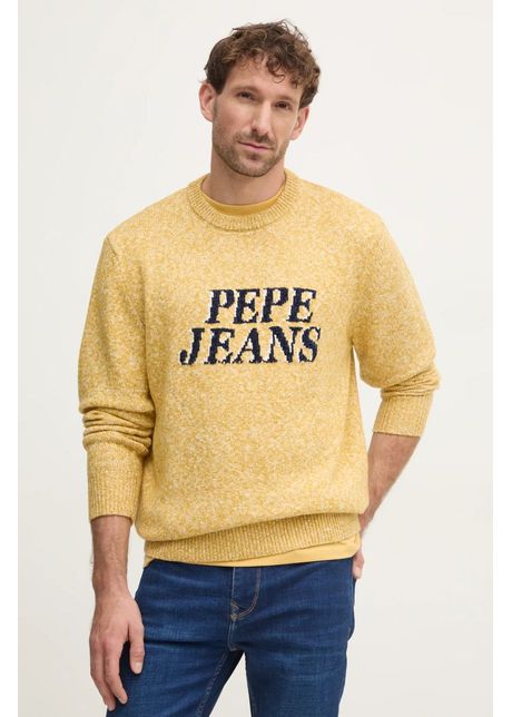 Pepe jeans pulover din amestec de lana luka barbati culoarea galben pm702499