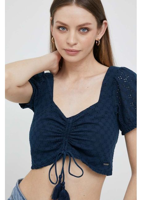 Pepe jeans top din bumbac philana culoarea albastru marin
