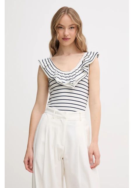 Pepe jeans top valery culoarea alb cu spate descoperit pl506017