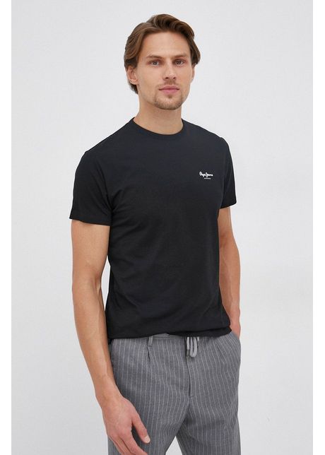 Pepe jeans tricou basic b rba i culoarea negru material neted