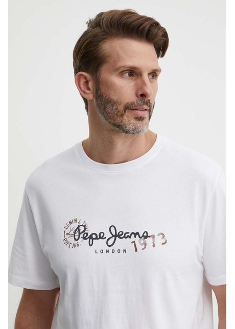 Pepe jeans tricou camille barbati culoarea alb cu imprimeu pm509373
