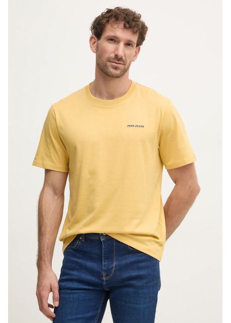 Pepe jeans tricou damian tee barbati culoarea galben neted pm509726