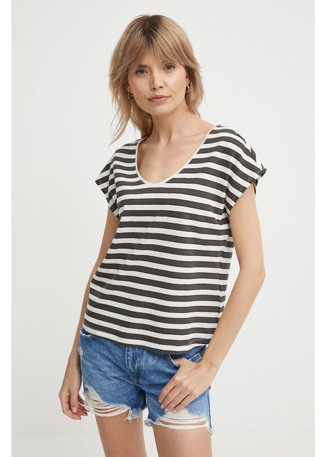 Pepe jeans tricou din amestec de in khloe culoarea gri pl505835