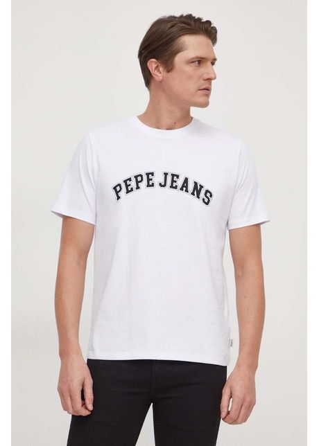 Pepe jeans tricou din bumbac barbati culoarea alb cu imprimeu