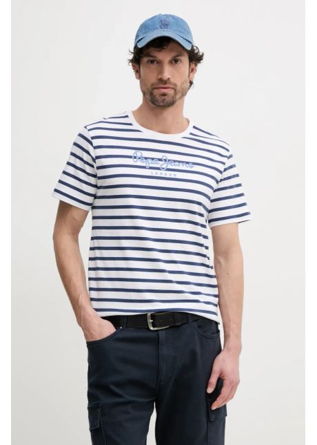 Pepe jeans tricou din bumbac barbati culoarea alb modelator