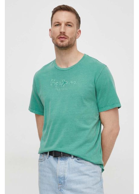 Pepe jeans tricou din bumbac barbati culoarea verde cu imprimeu
