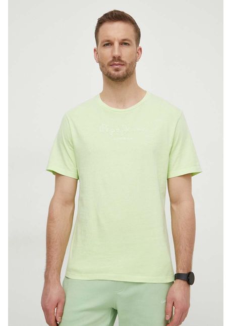 Pepe jeans tricou din bumbac barbati culoarea verde cu imprimeu