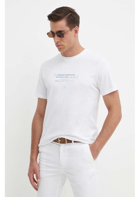 Pepe Jeans tricou din bumbac CINTHOM barbati, culoarea alb, cu imprimeu, PM509369