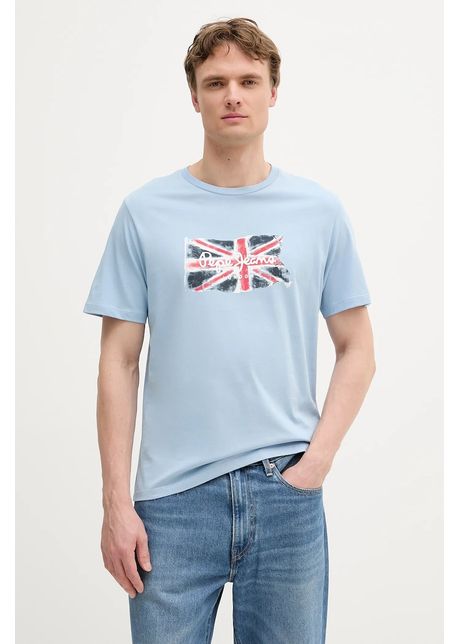 Pepe jeans tricou din bumbac clag culoarea bleumarin cu imprimeu pm509384