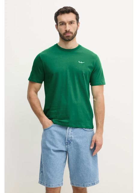Pepe jeans tricou din bumbac contrast connor barbati culoarea verde neted pm509933