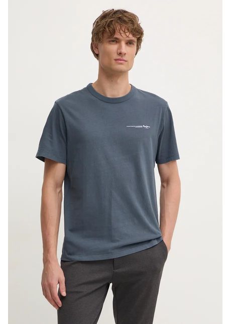 Pepe jeans tricou din bumbac davy tee barbati culoarea gri cu imprimeu pm509626