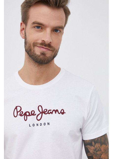 Pepe Jeans Tricou din bumbac Eggo N culoarea alb, material neted
