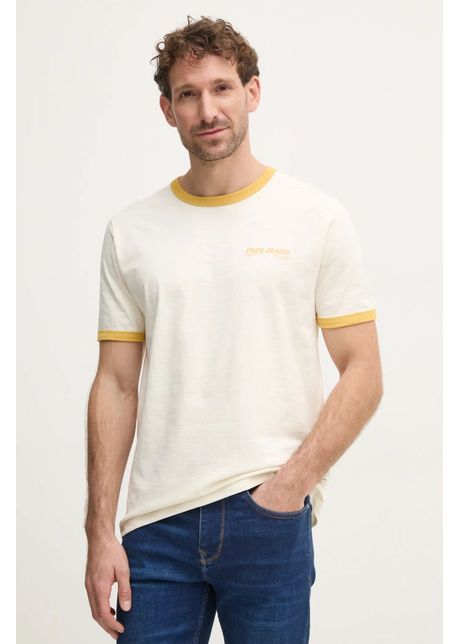 Pepe jeans tricou din bumbac pacey barbati culoarea bej neted pm509724