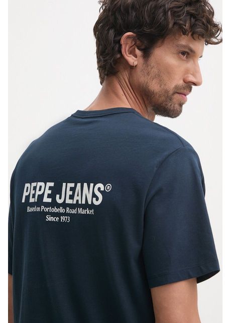 Pepe jeans tricou din bumbac sam tee barbati culoarea albastru marin cu imprimeu pm509433