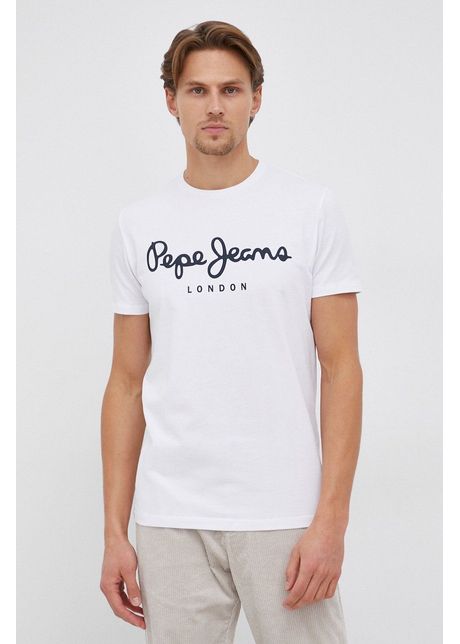 Pepe Jeans Tricou Original Stretch culoarea alb, cu imprimeu