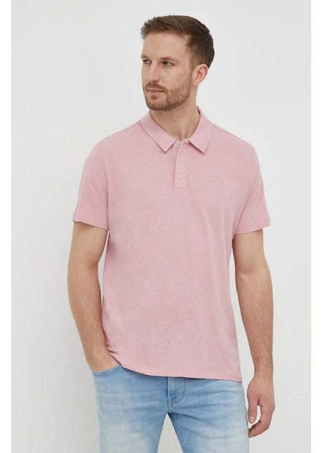 Pepe jeans tricou polo din in culoarea roz neted