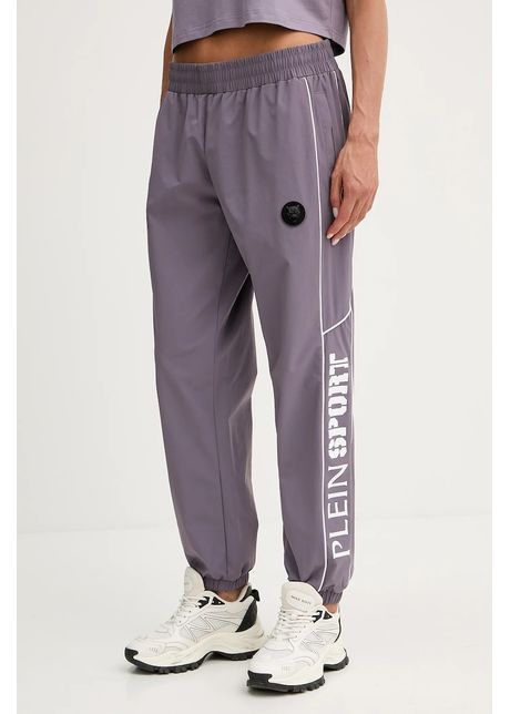 Plein sport pantaloni de trening culoarea violet cu imprimeu saec wjt2046 ste003n