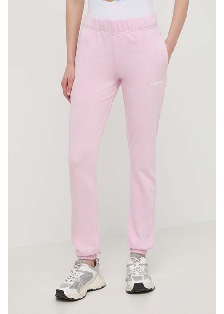 Plein sport pantaloni de trening din bumbac culoarea roz neted