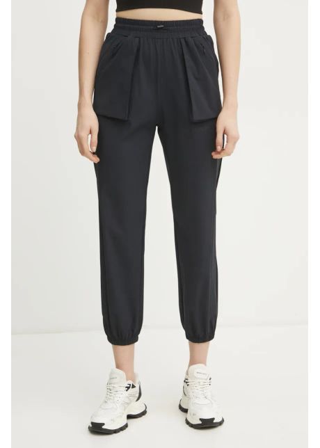 Plein sport pantaloni de trening femei culoarea negru neted saec wjt2025 ste003n
