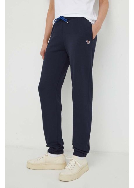 Ps paul smith pantaloni de trening din bumbac culoarea albastru marin cu imprimeu