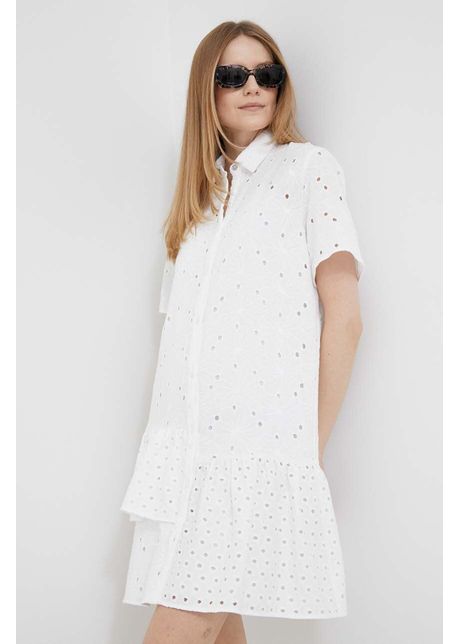 Ps paul smith rochie din bumbac culoarea alb mini drept