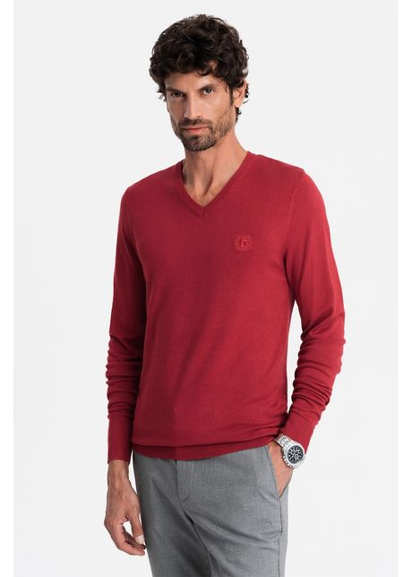 Pulover slim fit cu decolteu in v