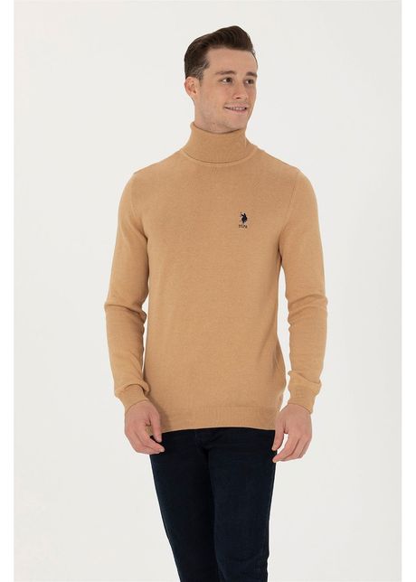 Pulover slim fit cu guler inalt